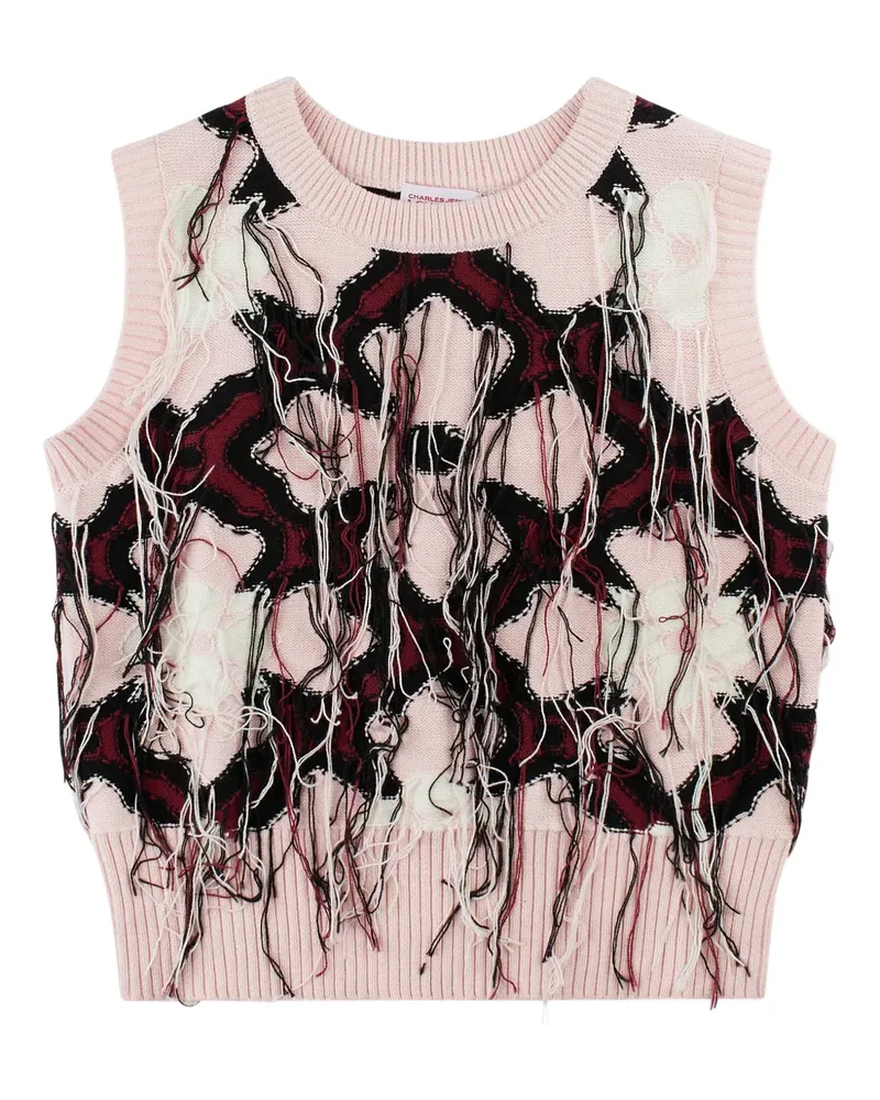 Charles Jeffrey Loverboy Guddle Weste mit Fransen - Rosa Rosa