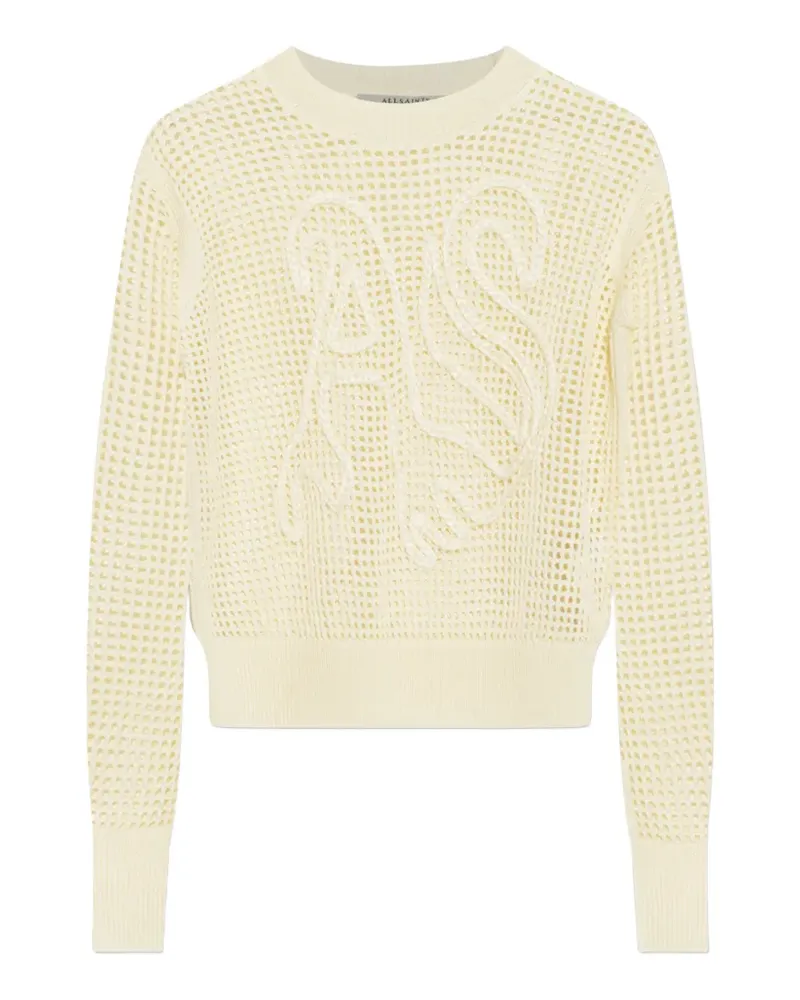 AllSaints open-knit rope-logo sweater - Nude Nude