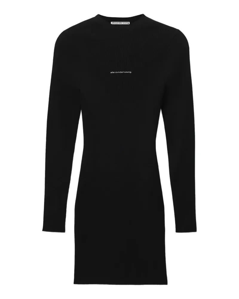 Alexander Wang Langärmeliges Kleid mit Logo - Schwarz Schwarz