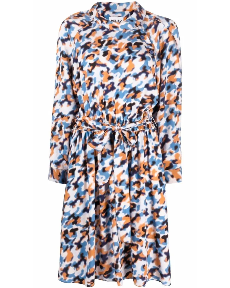 Kenzo Midikleid mit abstraktem Print - Blau Blau