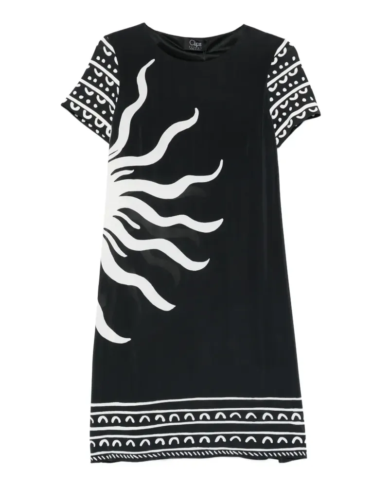 Clips graphic-print short-sleeve dress - Schwarz Schwarz