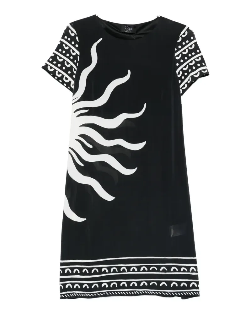 Clips graphic-print short-sleeve dress - Schwarz Schwarz