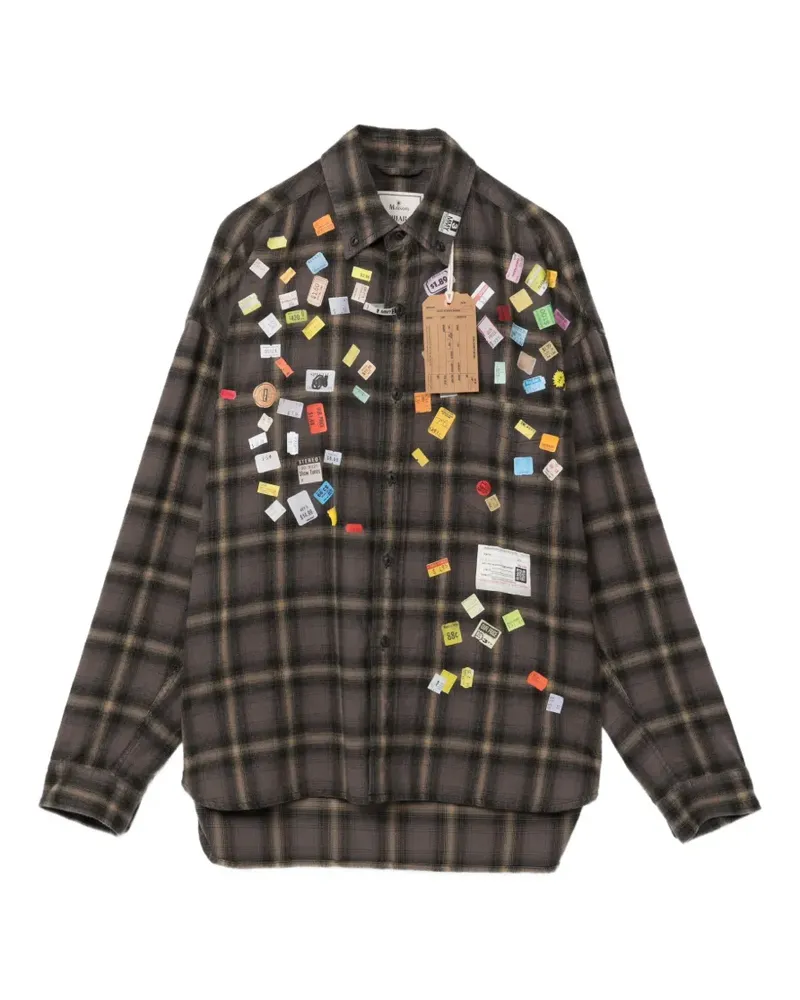 MIHARAYASUHIRO Kariertes Hemd mit Preis-Sticker - Braun Braun
