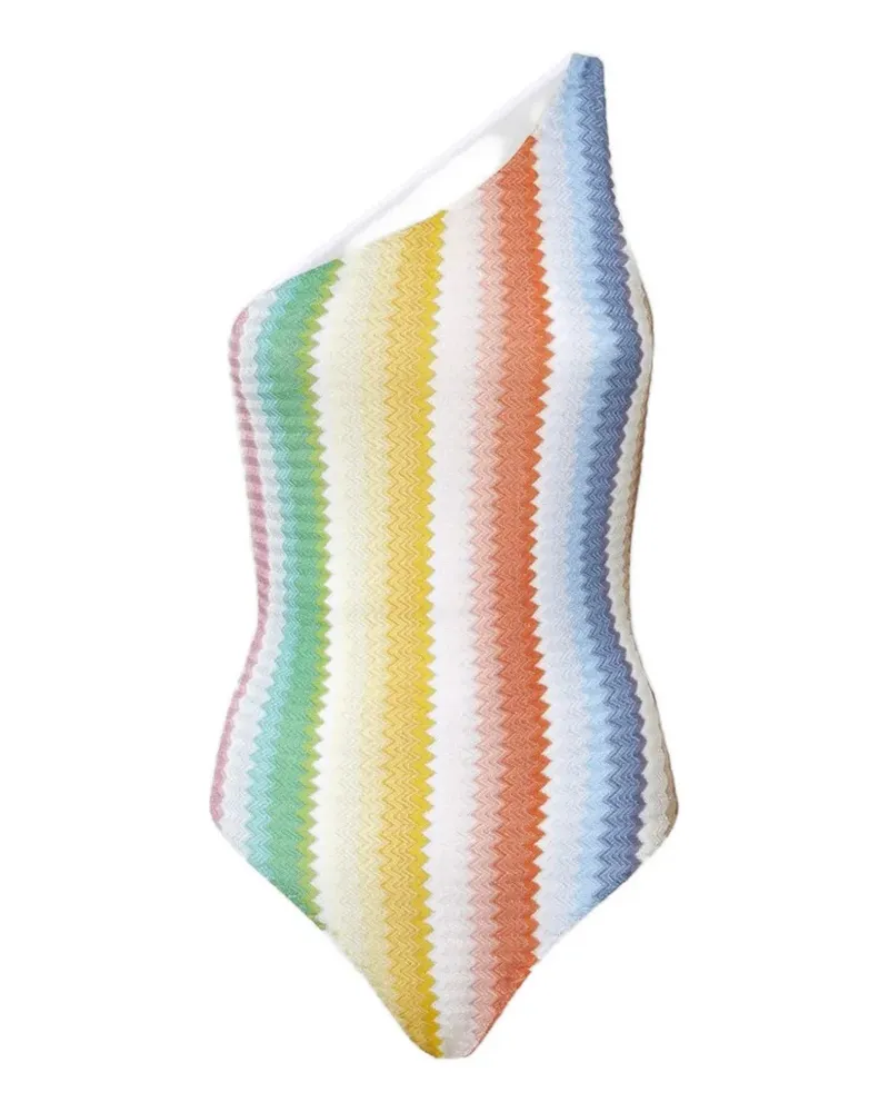 Missoni Gestreifter One-Shoulder-Badeanzug - Weiß Weiß