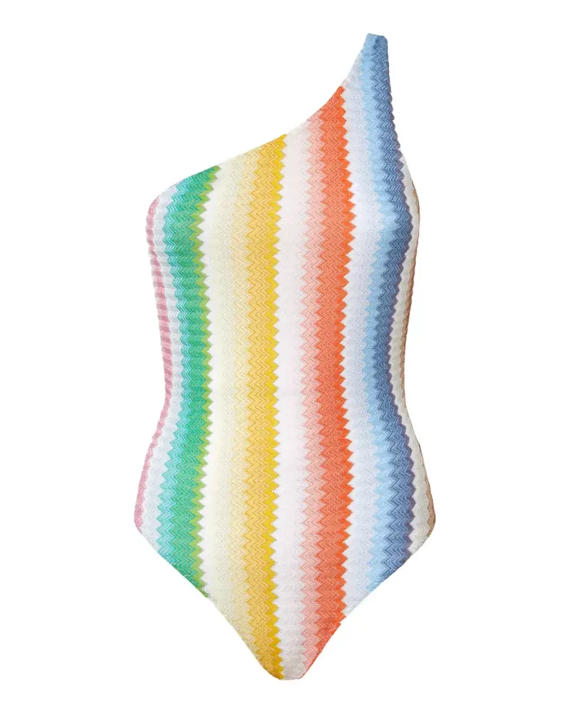 Missoni striped one-shoulder swimsuit - Weiß Weiß