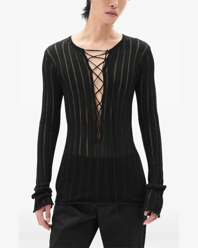 Ann Demeulemeester Kell Pullover mit Schnürung - Schwarz Schwarz