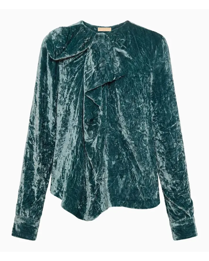 Ulla Johnson Vesa Bluse aus Samt mit Schleifendetail - Grün Grün