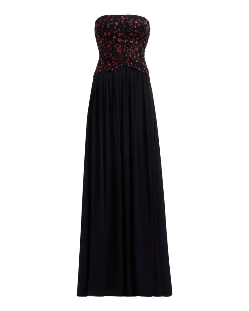 Elie Saab Schulterfreies Maxikleid mit Pailletten - Schwarz Schwarz