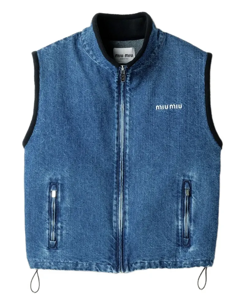 Miu Miu Jeansweste mit Logo-Stickerei - Blau Blau