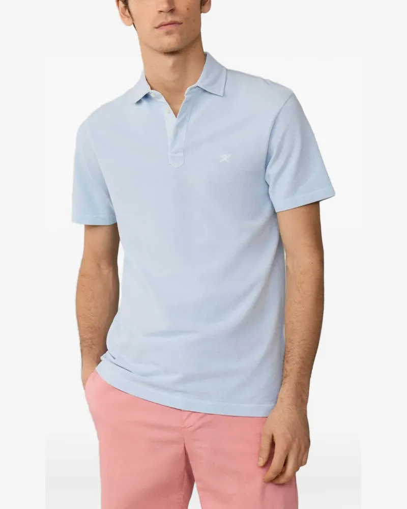 Hackett Stückgefärbtes Piqué-Poloshirt - Blau Blau
