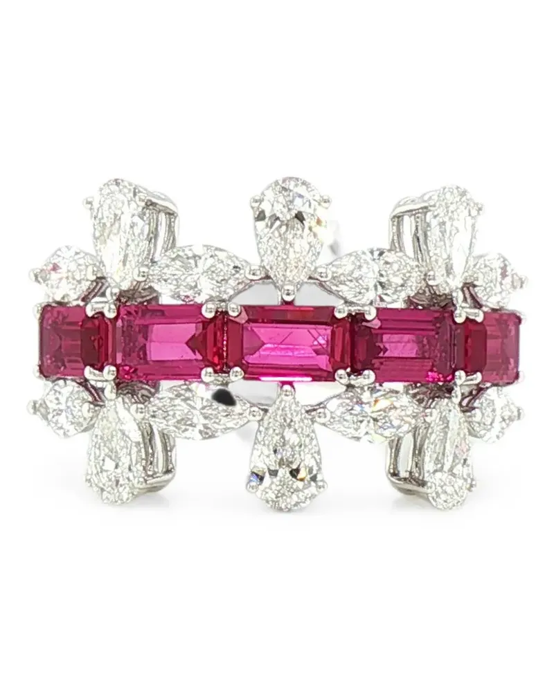 HYT Jewelry Ring mit Rubin und Diamanten im Layering-Look - Silber Silber