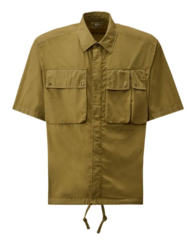 C.P. Company 50 Fili logo-embroidered drawstring shirt - Grün Grün