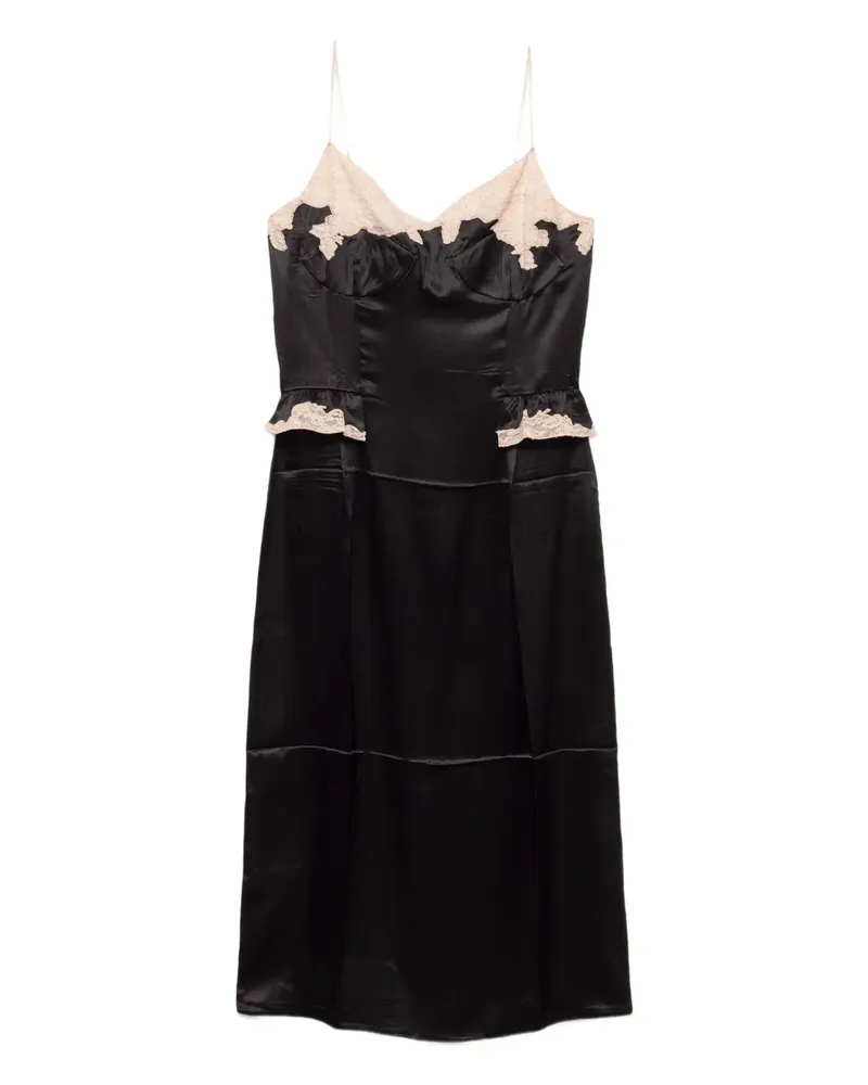 Prada Midikleid mit Spitzendetail - Schwarz Schwarz