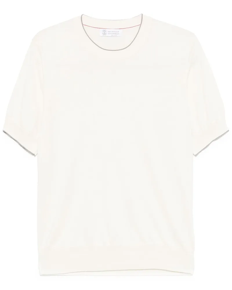 Brunello Cucinelli Fein gestricktes T-Shirt - Nude Nude