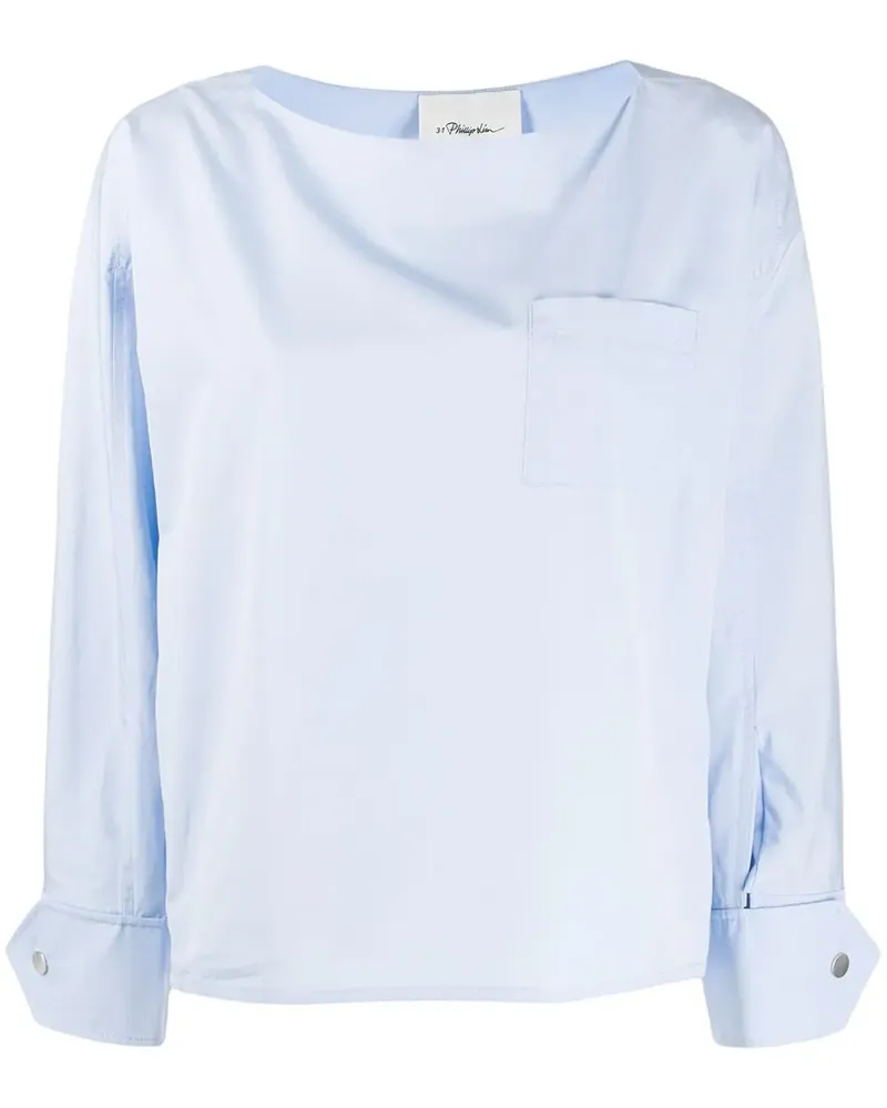 3.1 phillip lim patch-pocket long-sleeve blouse - Blau Blau