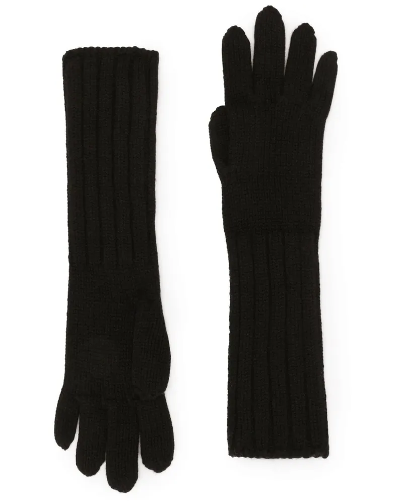 Dolce & Gabbana Handschuhe aus geripptem Strick - Schwarz Schwarz