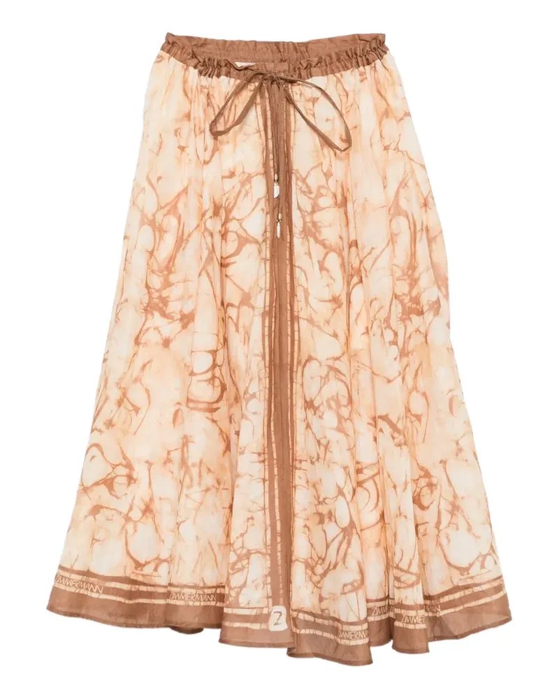 Zimmermann midi Indra tie-dye drawstring skirt - Nude Nude