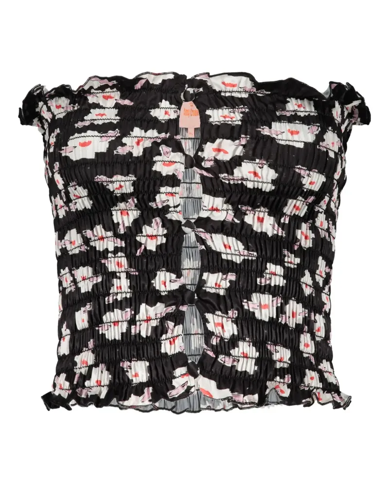 Amy Crookes Top mit Blumen-Print - Schwarz Schwarz