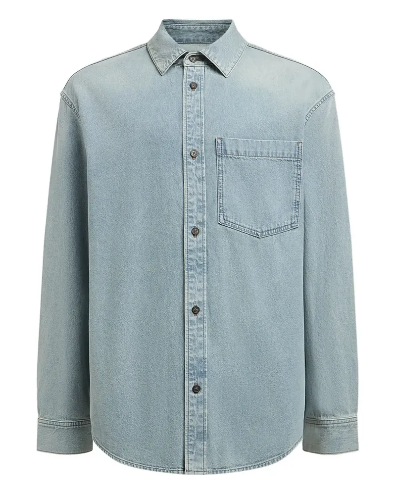 12 STOREEZ Hemdjacke mit Brusttaschen - Blau Blau