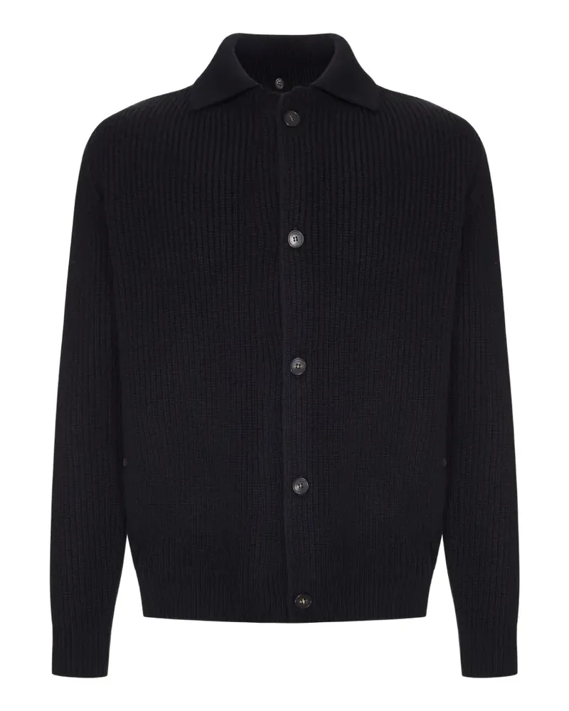 Zanone ribbed-knit wool jacket - Schwarz Schwarz