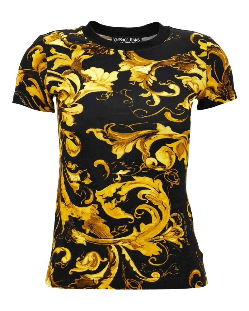 Versace Jeans T-Shirt mit Barock-Print - Schwarz Schwarz