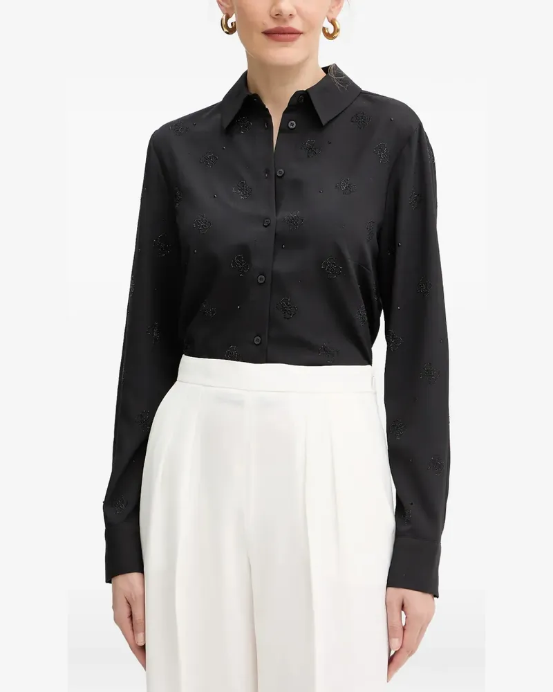 Guess Bluse mit perlenverziertem Kragen - Schwarz Schwarz