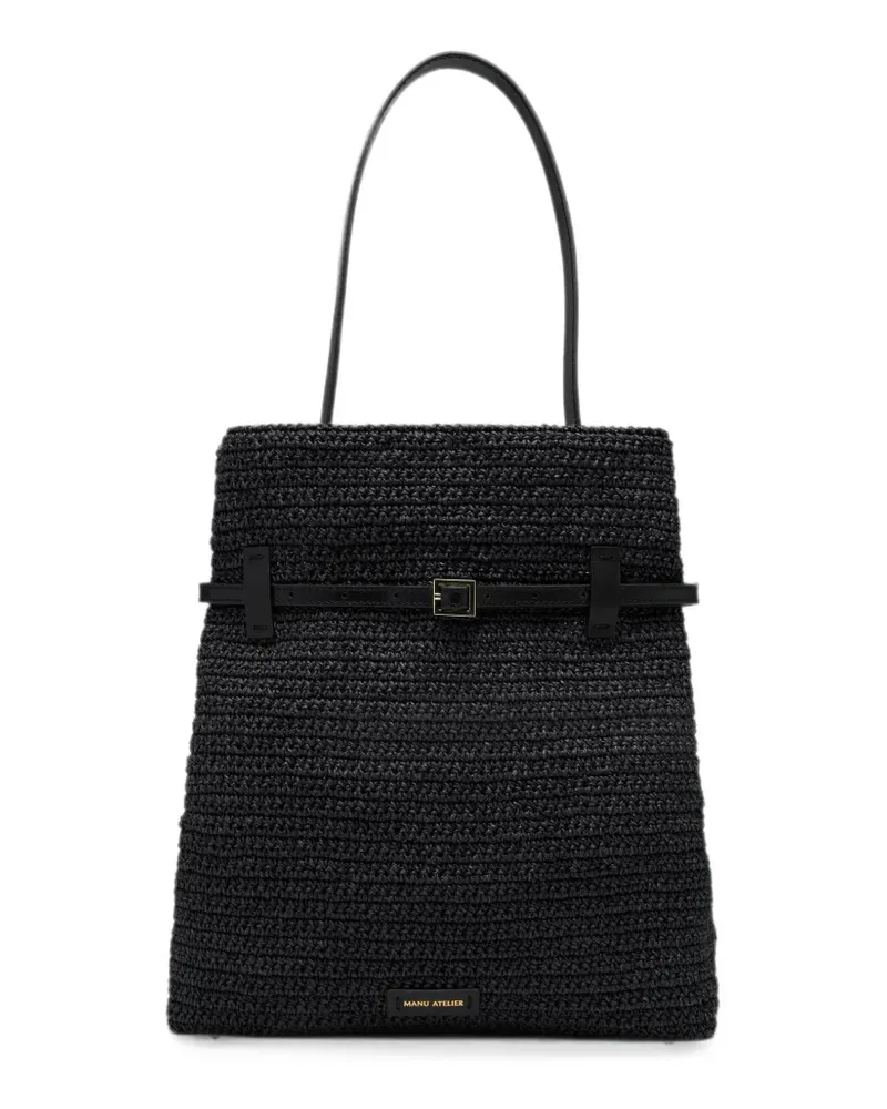 Manu Atelier Tote Du Jour crochet-knit tote bag - Schwarz Schwarz