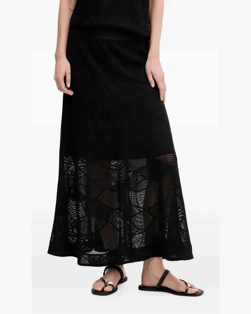 DKNY mesh logo-waistband maxi skirt - Schwarz Schwarz