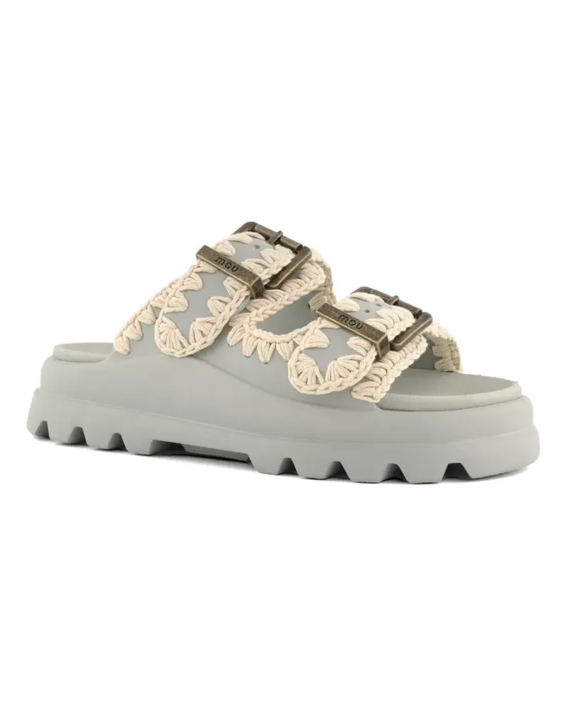 Mou Eva crochet-trim buckle-strap sandals - Grau Grau