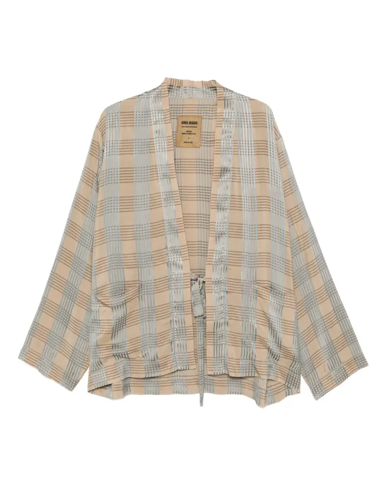 Uma Wang check-pattern tie-fastening jacket - Nude Nude