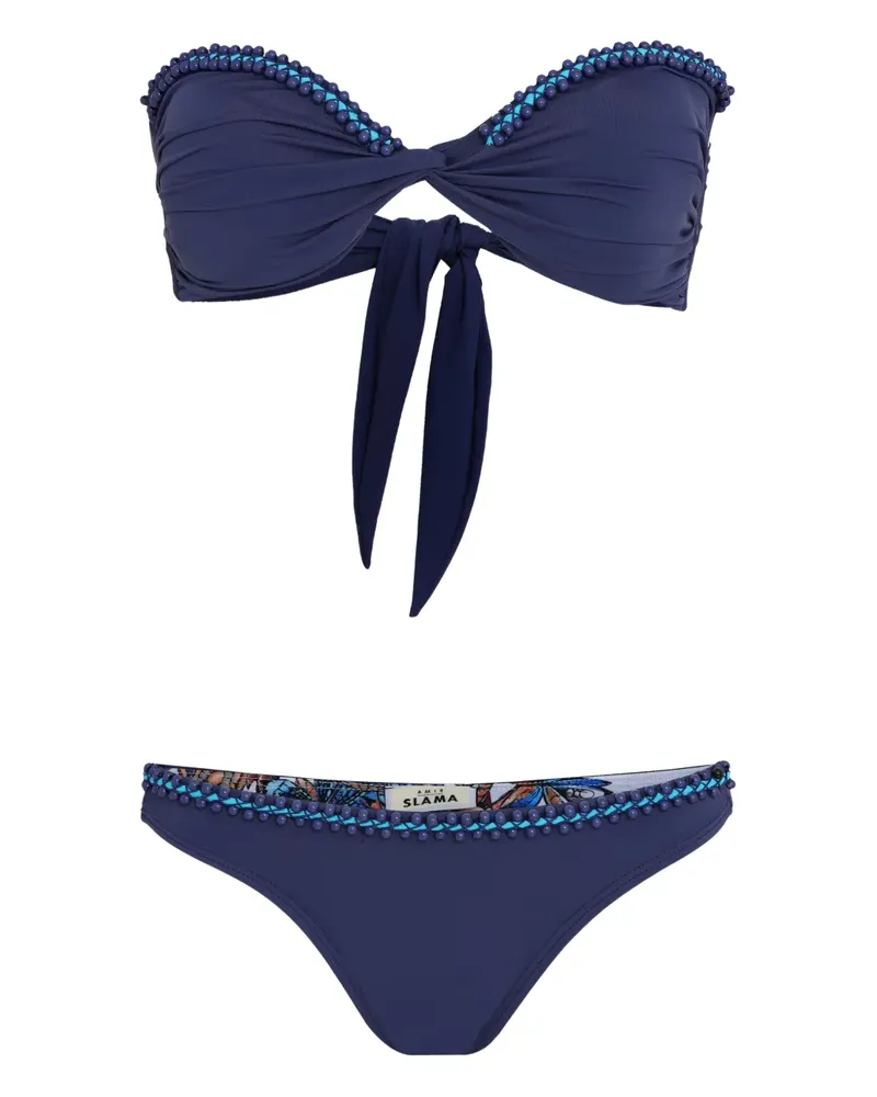 Amir Slama Bikini mit Perlen - Blau Blau