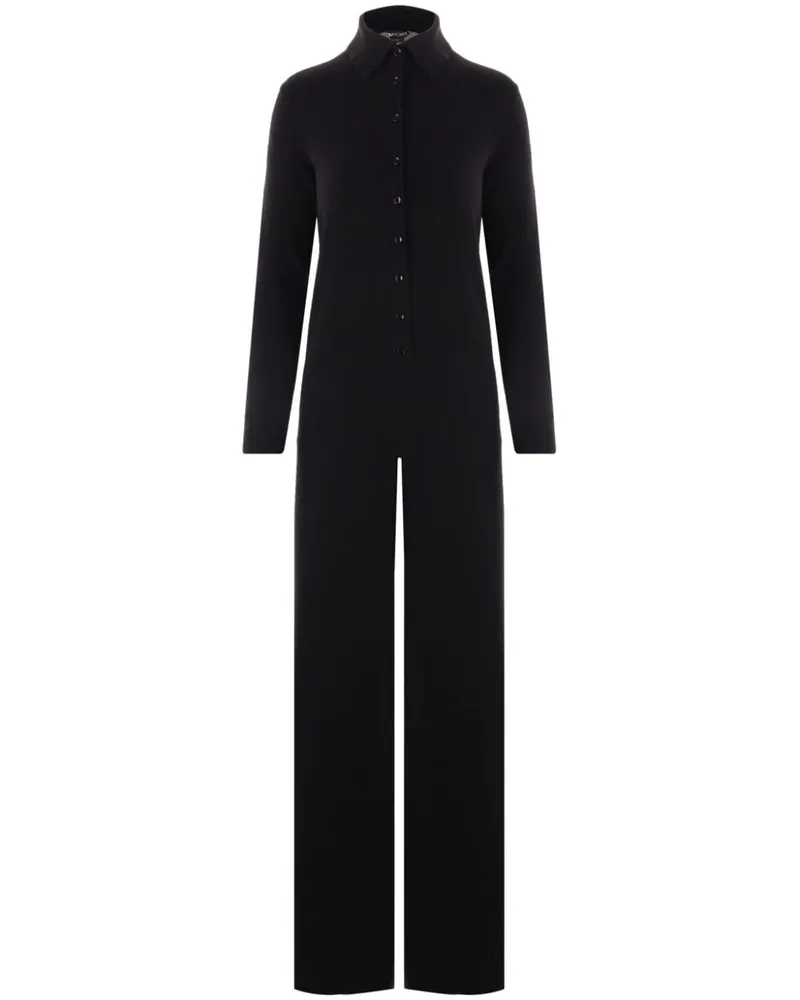 Tom Ford Gerippter Jumpsuit Schwarz