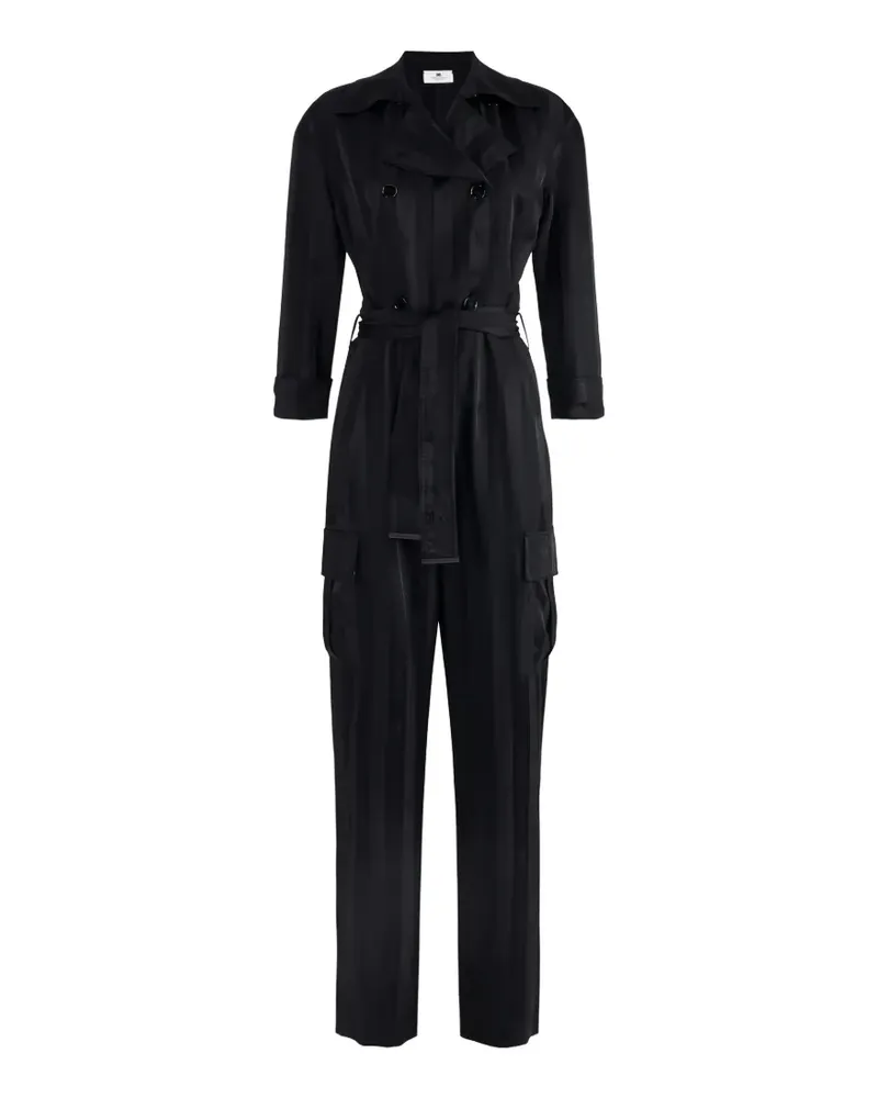 Elisabetta Franchi Gestreifter Jumpsuit mit Jacquardmuster - Schwarz Schwarz