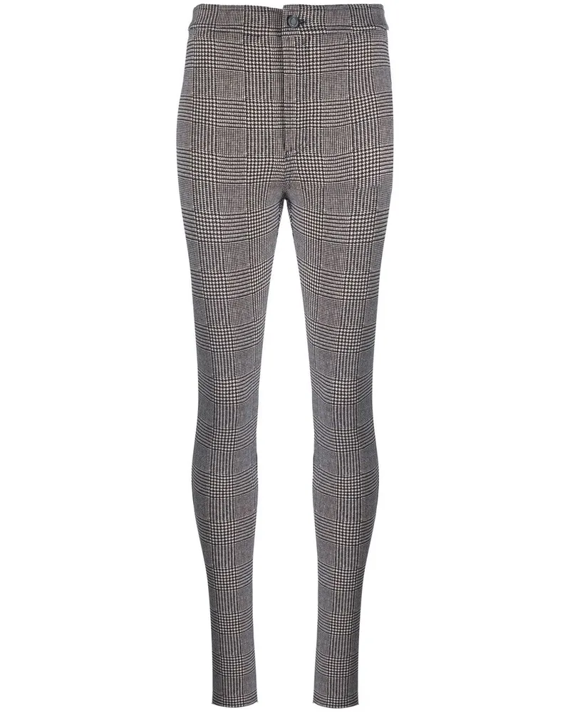 Saint Laurent Schmale Hose mit Karomuster - Schwarz Schwarz