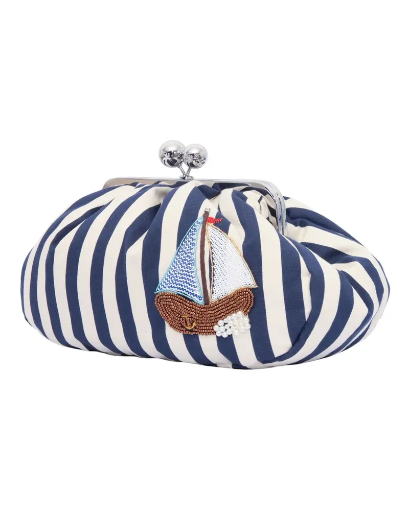 Max Mara striped sailboat-embellished shoulder bag - Blau Blau