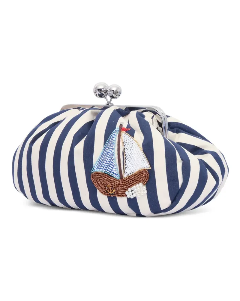 Max Mara striped sailboat-embellished shoulder bag - Blau Blau