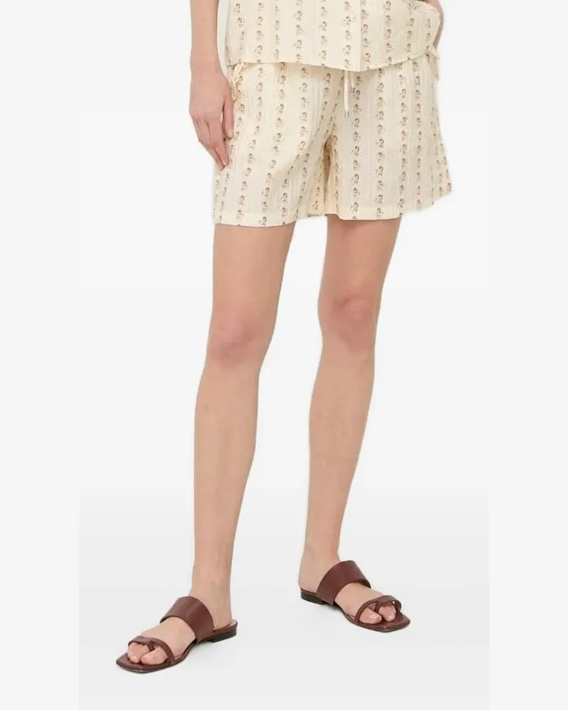 Notes du Nord Gerüschte Shorts mit Blumen-Print - Nude Nude