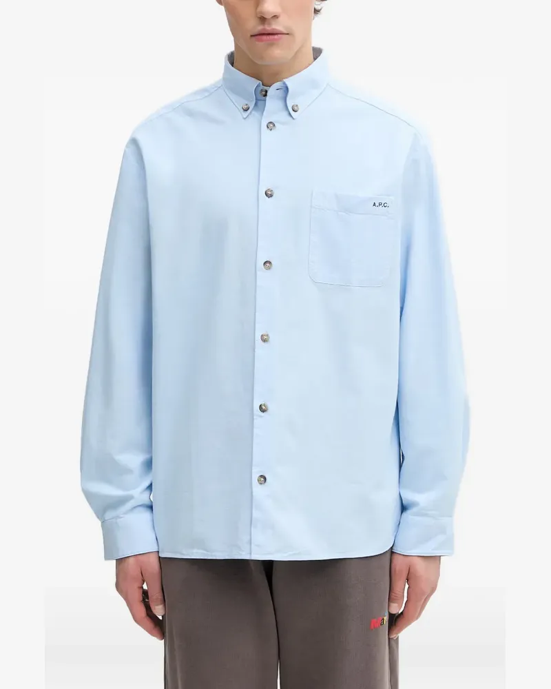 A.P.C. Mateo button-down chest-pocket shirt - Blau Blau