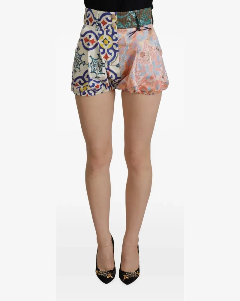 Dolce & Gabbana patchwork brocade mini shorts - Weiß Weiß