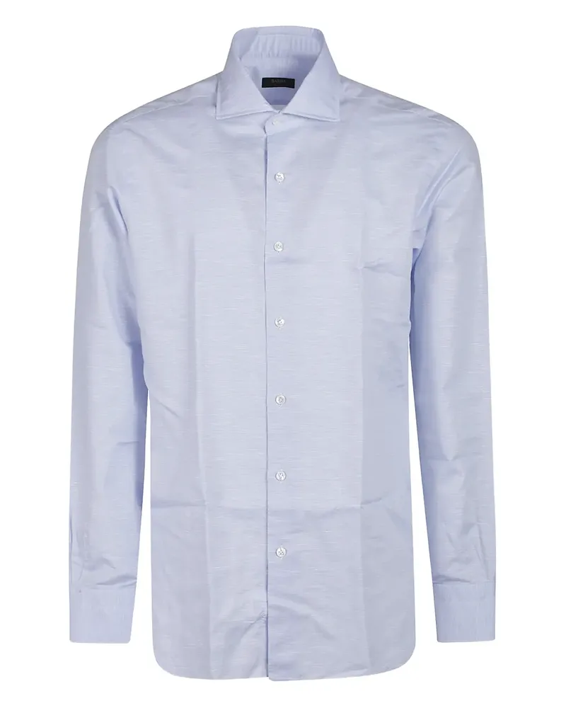 BARBA textured cotton shirt - Blau Blau