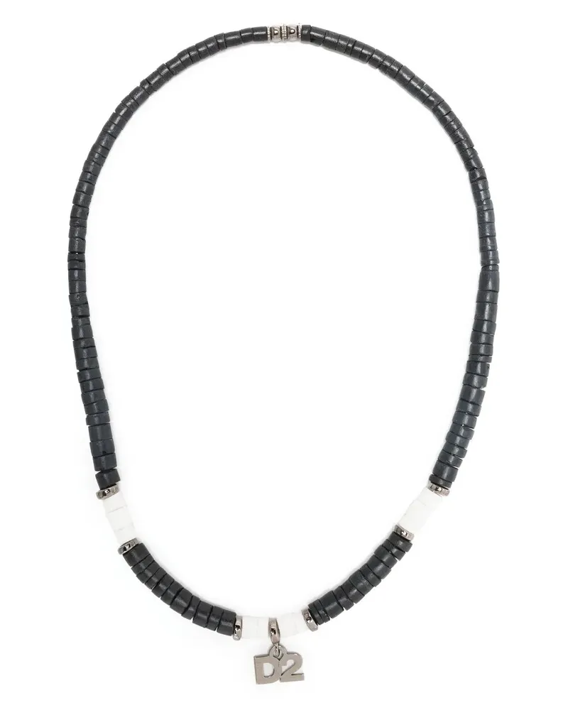 Dsquared2 Perlenkette mit Logo-Anhänger - Schwarz Schwarz