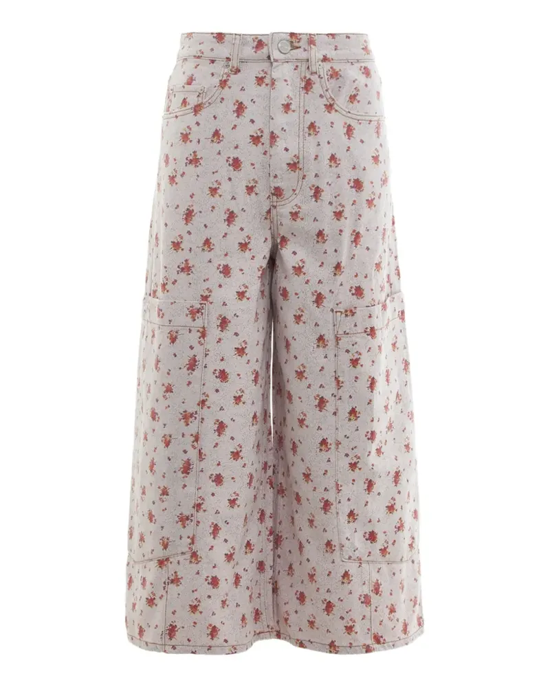 Ganni Cargo-Jeans mit Blumenprint - Rosa Rosa