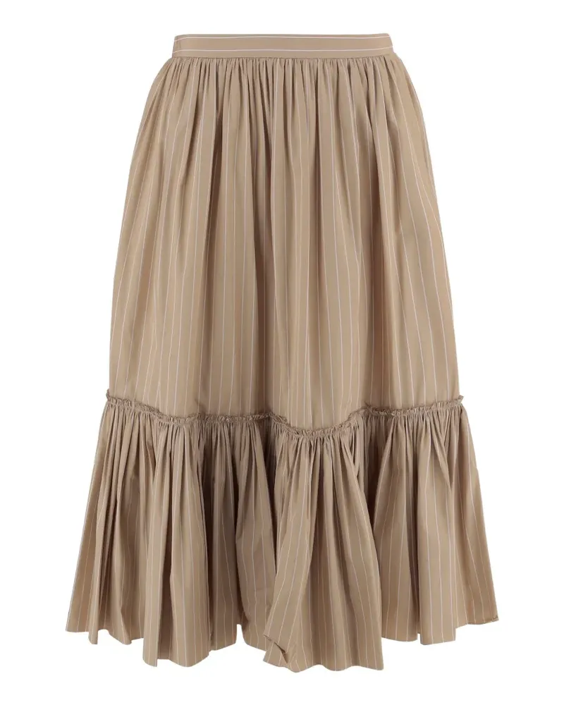 Jil Sander pinstripe tiered skirt - Nude Nude
