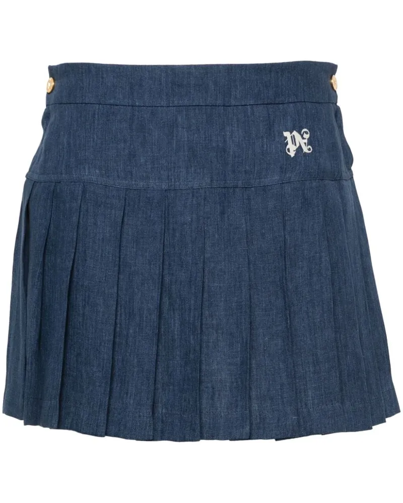 Palm Angels Faltenrock mit Logo-Stickerei - Blau Blau
