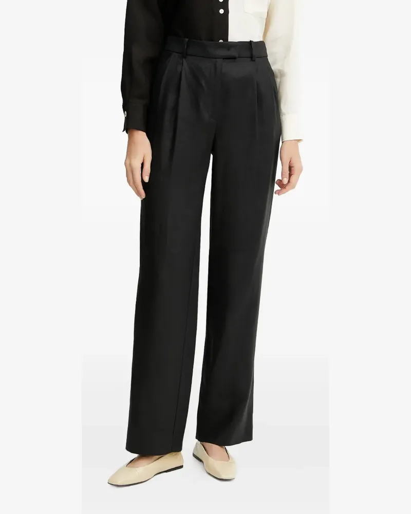 Luisa Spagnoli Leinenhose mit Bundfalten - Schwarz Schwarz