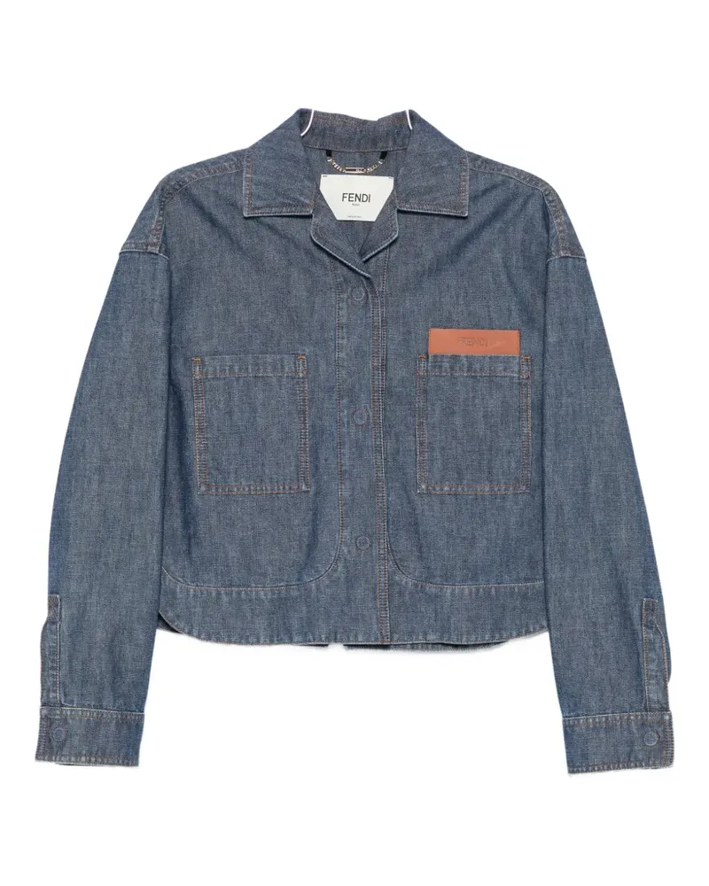 Fendi logo-patch denim jacket - Blau Blau