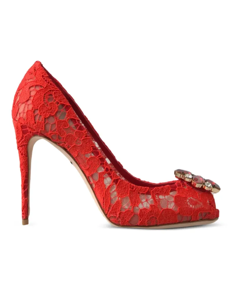 Dolce & Gabbana Taormina Lace Peeptoe-Pumps mit Kristallen - Rot Rot