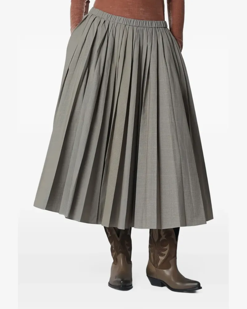 6397 Karierter Faltenrock - Grau Grau
