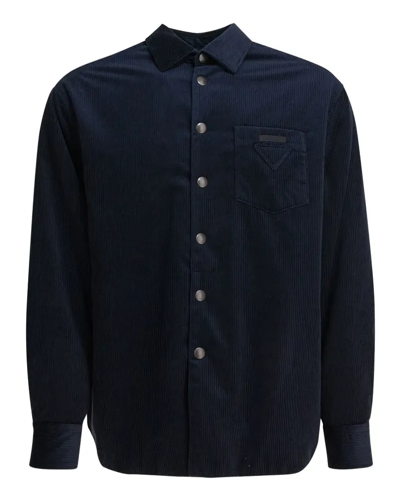 Prada Cordhemd mit Triangel-Logo - Blau Blau
