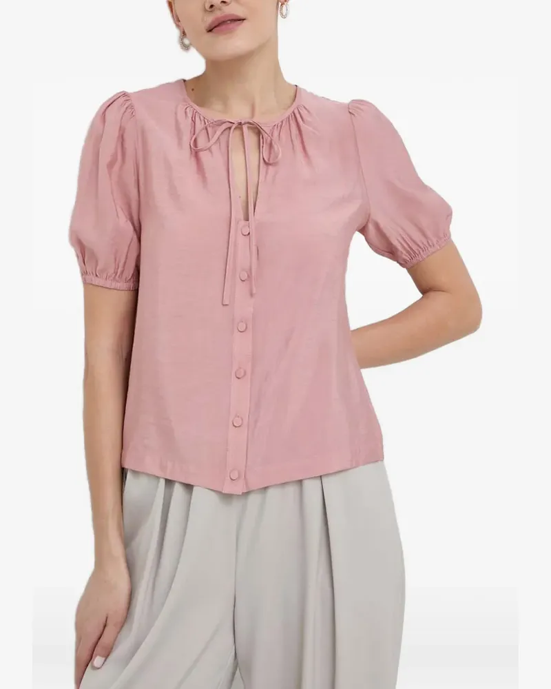 Silvian Heach Bluse mit Schleifenkragen - Rosa Rosa